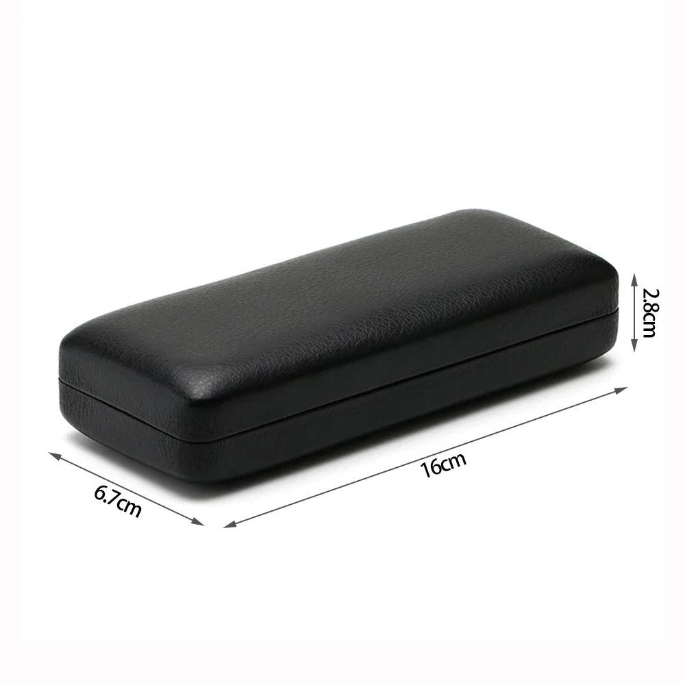 

Fashion Simple Pu Leather Glasses Metal Square Portable Sunglasses Case Women Men Stress Resistant Eyewear Storage Box чёрный