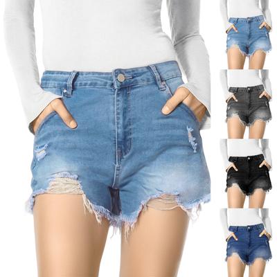 Pantalones Cortos Vaqueros Clásicos Versátiles de Cintura Alta a la Moda para Mujer