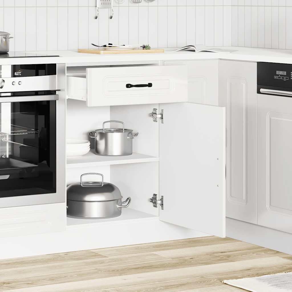 Vidaxl Kitchen Base Cabinet, Kalmar, White, Wood-based Material