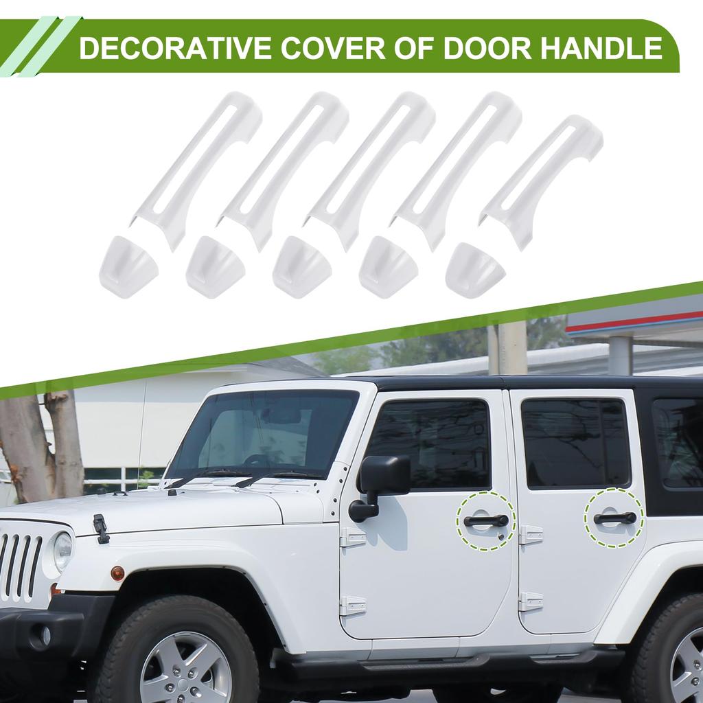 HOPESPANNER White Door Handle and Tailgate Handle Cover Set for Jeep Wrangler JL JLU 2018-2022, Exterior Decorative Trim, ABS Material, 1 Set
