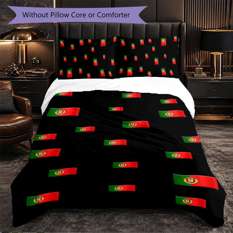 Portugal national football team 3 Piece Bedding Set Soft Duvet Cover Set with Pillowcases Printed Bedroom Decor Set for Home