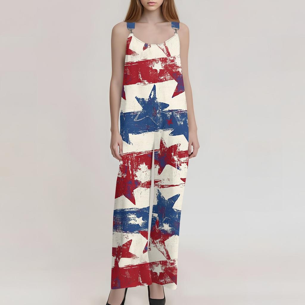 Damen Sommer Overalls Blumendruck Vintage Jumpsuit (Nicht verstellbare Träger)