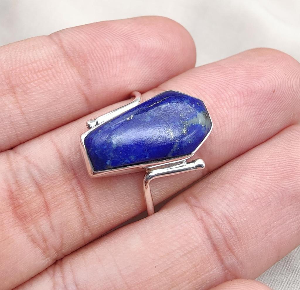Lapis Lazuli Ring: 925 Sterling Silver, Handmade Gemstone Statement Ring