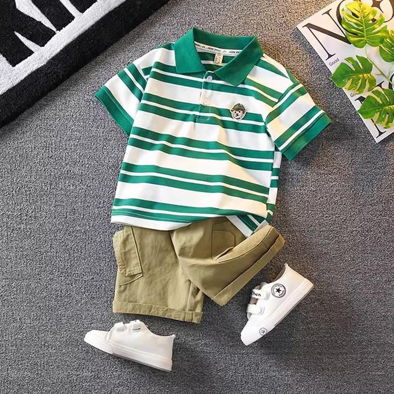 Trendy Boys Summer Outfit 2024 Stylish Two Piece Set Short Sleeve For Ages 3 To 8