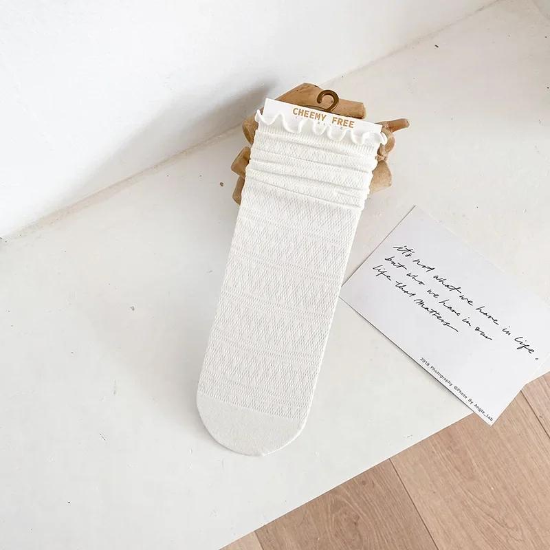 

Женские гольфы средней длины Лолита Каваи Харадзюку Стиль Цветочные Кружева Рюши Отделка Черно-белые Весенне-летние Повседневные Носки One Size(EU 35-40)