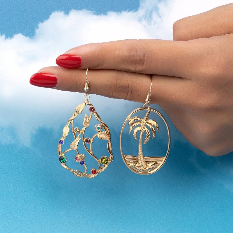 Fashion Retro Inlaid Colored Zircon Water Drop Earrings Creative Hollow Personality Versatile Women's Ear Jewelry Batch