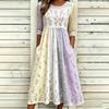 Women's Crew Neck Long Sleeve Loose Fit A-Line Midi Dress Casual 3D Floral Print