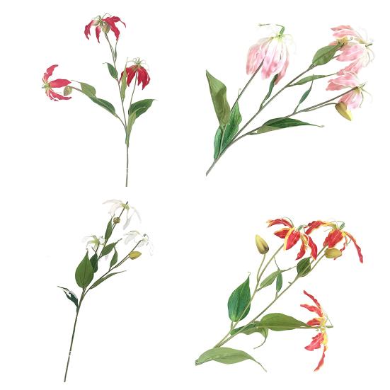 Artifical Lily Flowers with 3 Heads Full Blooms And 2 Buds Long Stem Fake Lily Bouquet for Indoor Home Table Office Wedding Decoration