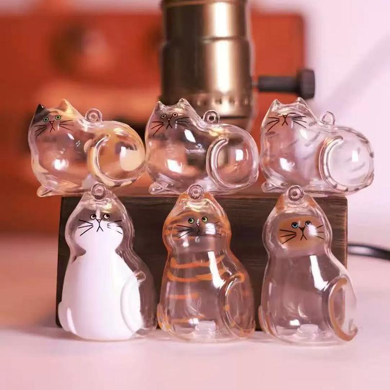 2Pcs Transparent Cat Fur Storage Box Pendant Cat Hair Capsule Commemorative Collection Bag Pendant Keychain Cat Accessories