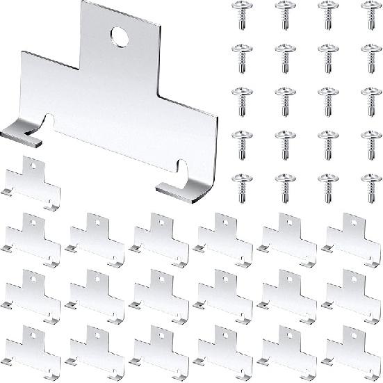 Dunzy 40 Pcs Recessed Light Clips Downlight Housing C Clips Retrofit for Downlight with Self Tapping Screws Metal for Retrofit Down Light, Silver