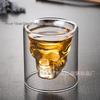 Personalisierter doppelwandiger transparenter Kristallschädel Whisky-Kelch
