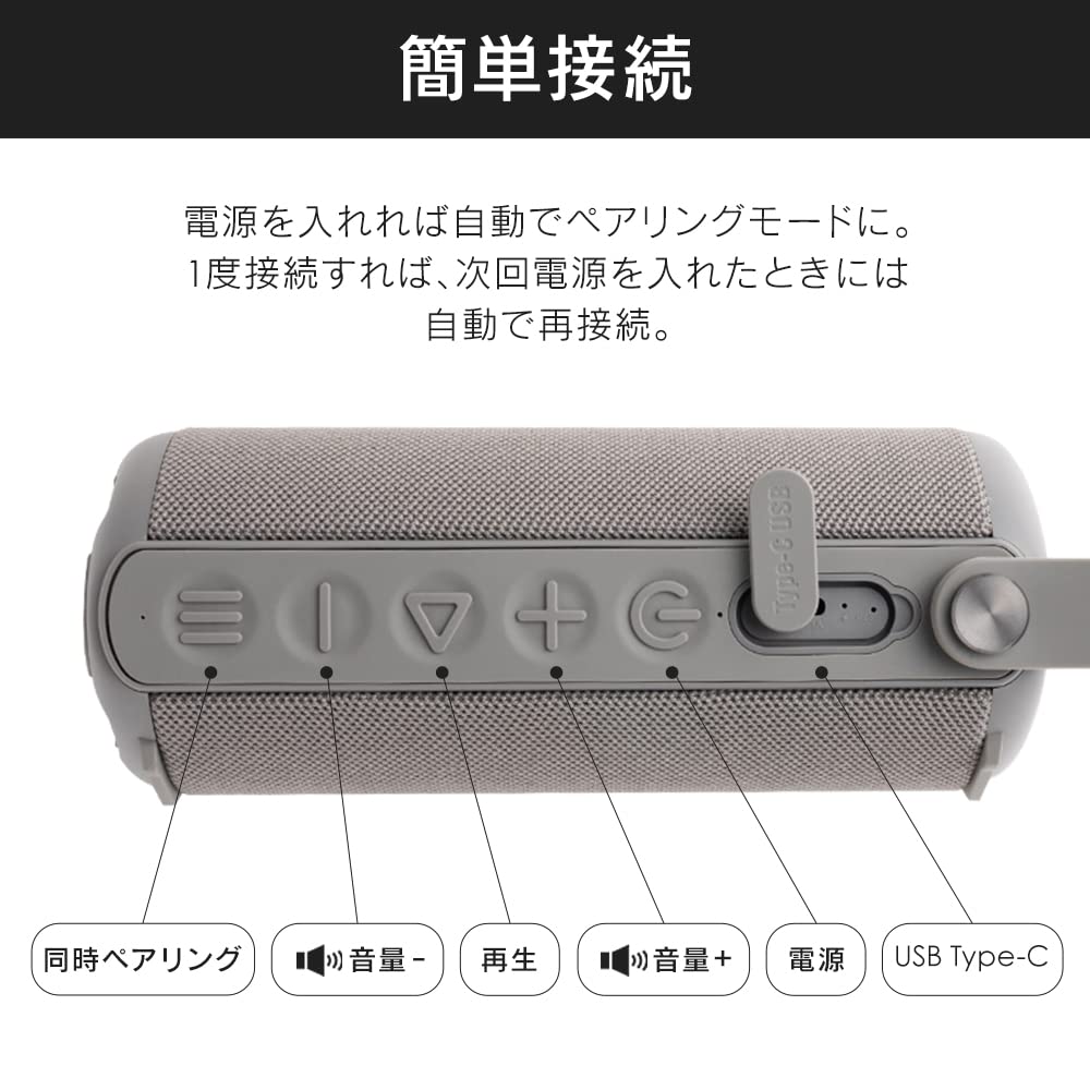 Iris Ohyama Speaker Hours Continuous Playback Waterproof IPX5 Waterproof Standard Pairing 20 Devices Simultaneously Small Waterproof Bluetooth