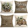 1pcs/4pcs Bless Home Farmhouse Cushions Pillowcase Polyester Cushion Cover Throw Pillow Pillowcover Home Car Sofa Decor