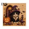 Halloween Party Supplies Cat Faux Pearl Painting Art Kit, Spooky 3D Beads Crafting Kits for Beginners Crafts, Cute Witch Gem Wall Adults, Craft Lovers