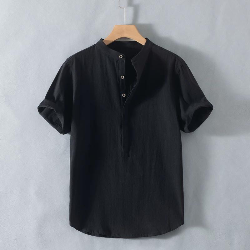 Summer Men's Comfortable Breathable Solid Color Short-Sleeved Casual Men's Short-Sleeved Shirt