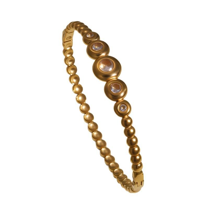 European and American fashion couple size round beads with diamonds titanium steel light luxury high-end niche
