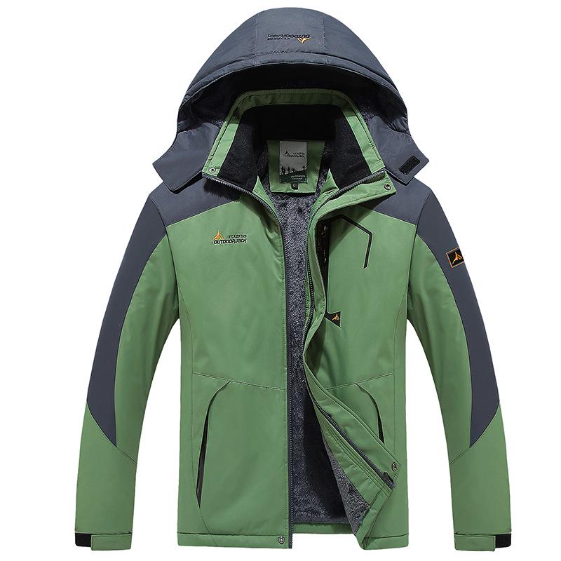 Men's Winter Windproof Fleece-Lined Cotton Jacket - Thickened Outerwear for Outdoor Cold-Weather Protection