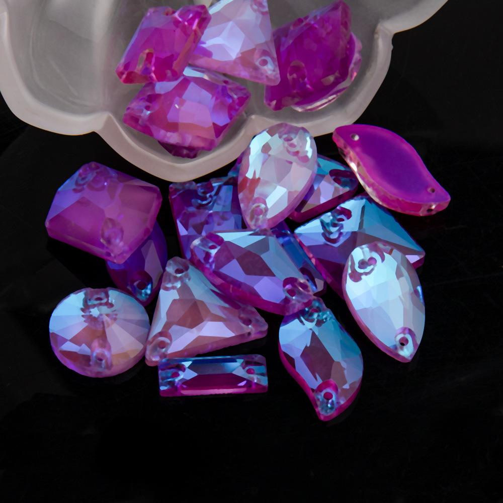 Weichen 20/50/100 Fluorescent Ab Glass Flat Buckle Hand Seam Drill Mixed Size Flat Bottom Glass Sewing Accessories