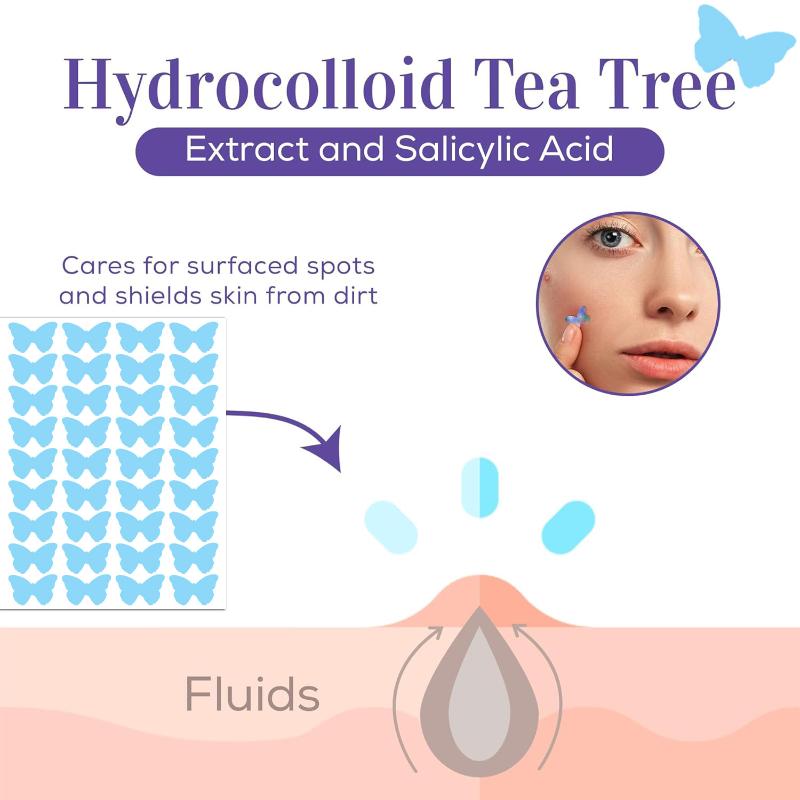 

180Pcs Pimple Patch Acne Hydrocolloid Colorful Butterfly Shape Breathable Acne Removal Acne Cover Face Spot Pimple Patch