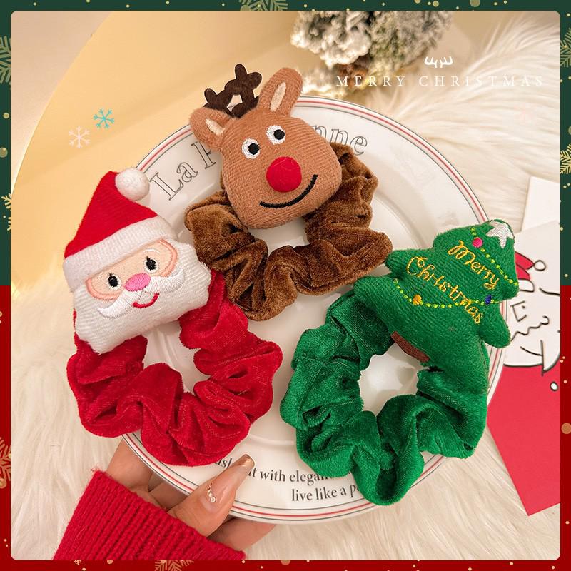 Santa & Reindeer Christmas Scrunchies - High Elasticity Hair Accessories for Women