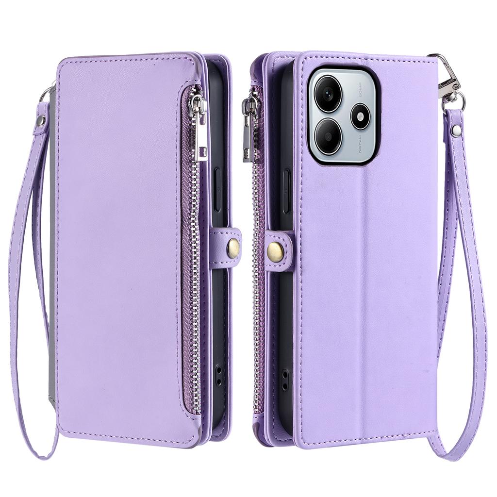 Dla Xiaomi Redmi Note 14 4G (164,84 mm) Etui z TPU + PU, skórzane, portfelowe etui na telefon z paskiem na nadgarstek