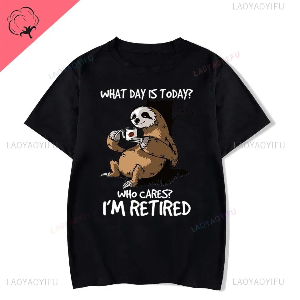 Who Cares Im Retired Graphic Buddhalike Sloth Unisexs Tshirt Tee Unisex Short Sleeve Tshirt Cartoon Cotton Top Tees Unisexs Camiseta