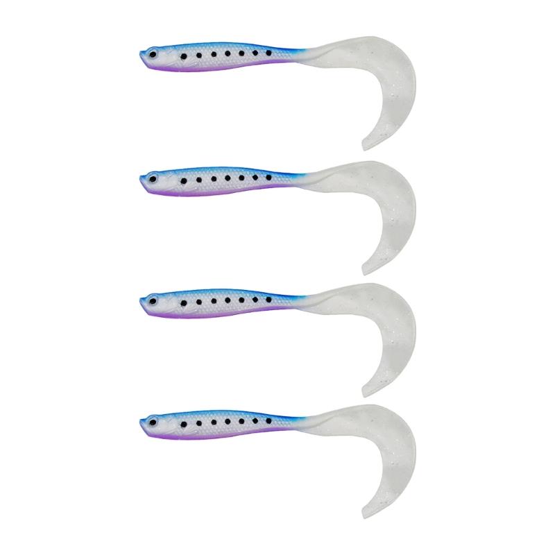 4PCS Flexible PVC Artificial Baits Long Curly Design Fish Attraction for Lake River Fishing Enthusiasts