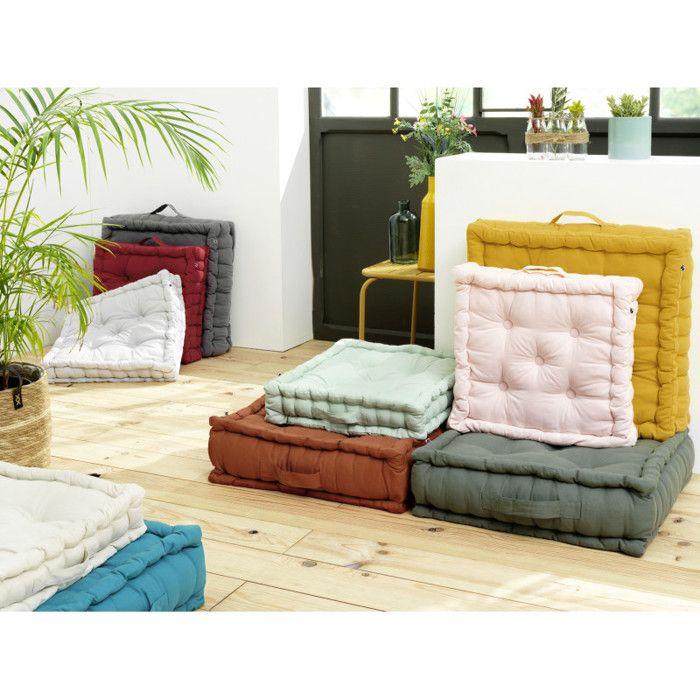 Coussin de sol Outdoor déperlant - Anti-UV "Kala" en Coton 50 x 50 x 10 cm l'Effet Papillon