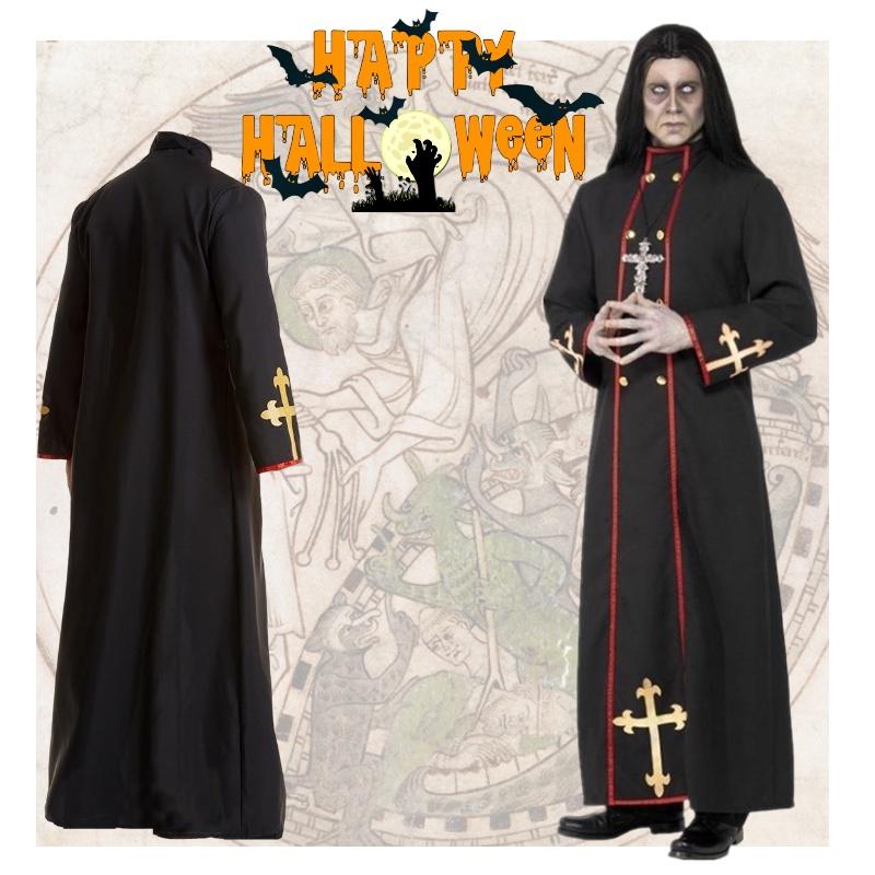 Robe Medieval Priest Cosplay Costume Party Halloween Roleplay Outfit Events