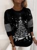 XS-8XL Women's T shirt Tee Snowflake Sparkly Christmas Tree Christmas Weekend Painting Tee Long Sleeve Print Round Neck Basic