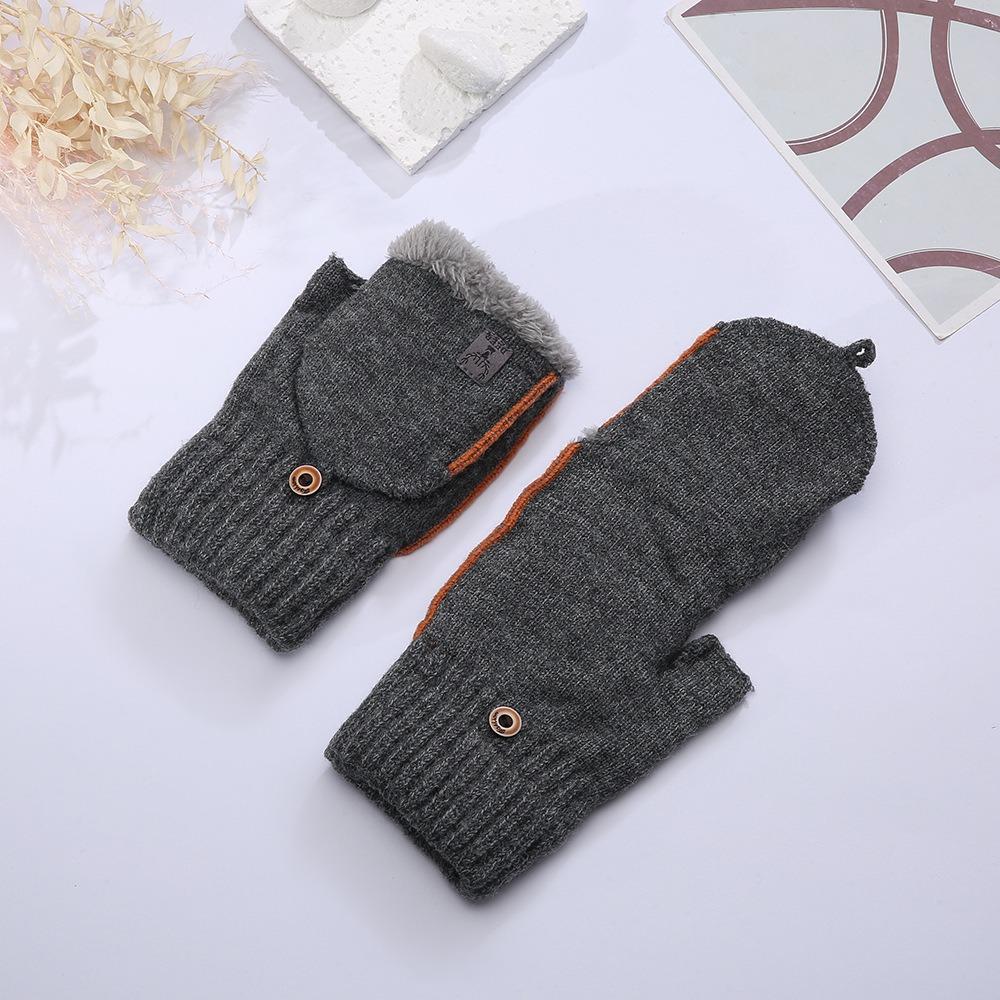 Soft Dual-use Gloves Acrylic Fibres Half Finger Gloves Knitted Yarn Flip Mittens  Keep Warm