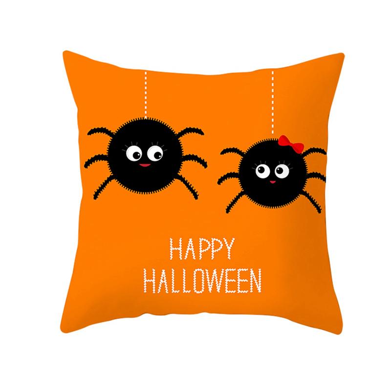 Halloween Horror Pumpkin Bat Print Cushion Cover Home Living Room Sofa Decoration Throw Pillow Cover