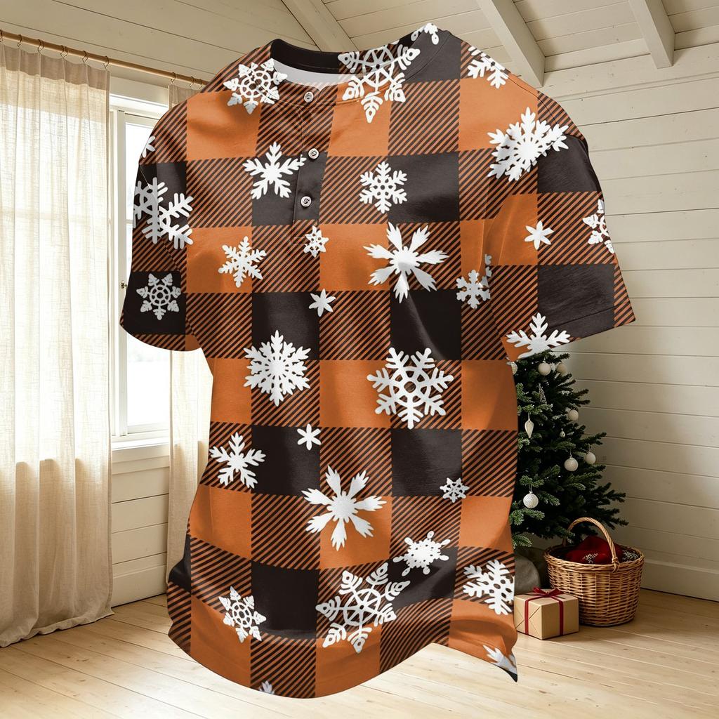Men's Quick Dry Short Sleeve Neck T-Shirt with Christmas Print