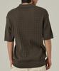 ANALOG MOOD Cable Open Collar Short Sleeve Knit (Khaki)