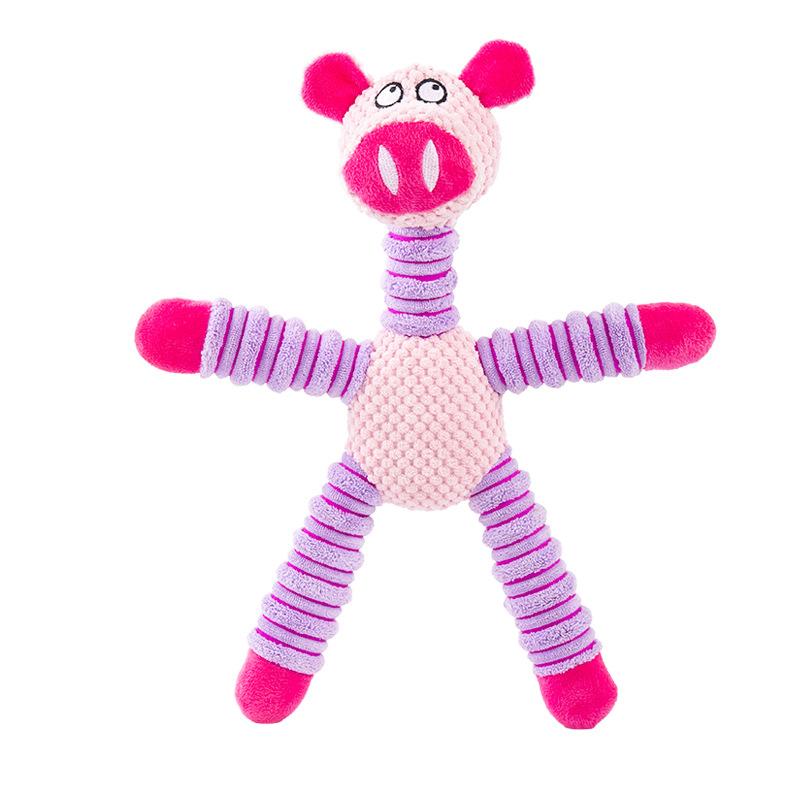 Durable Corn Fleece Animal Squeaky Toys for Dogs Chew Resistant Plush Elephant Bear Pig Pet Toys Interactive Play Biting Toys