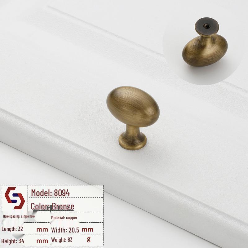 Vintage Brass Handle for Wardrobes, Cabinets, Drawers, and French Doors - Single Hole Light Luxury Style Furniture Hardware