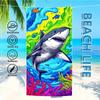 Handtuch Textil Bademantel Cartoon Strand Schnelltrocknend Leicht Kunst Hai Tragbar Camping Schwimmbad Reise