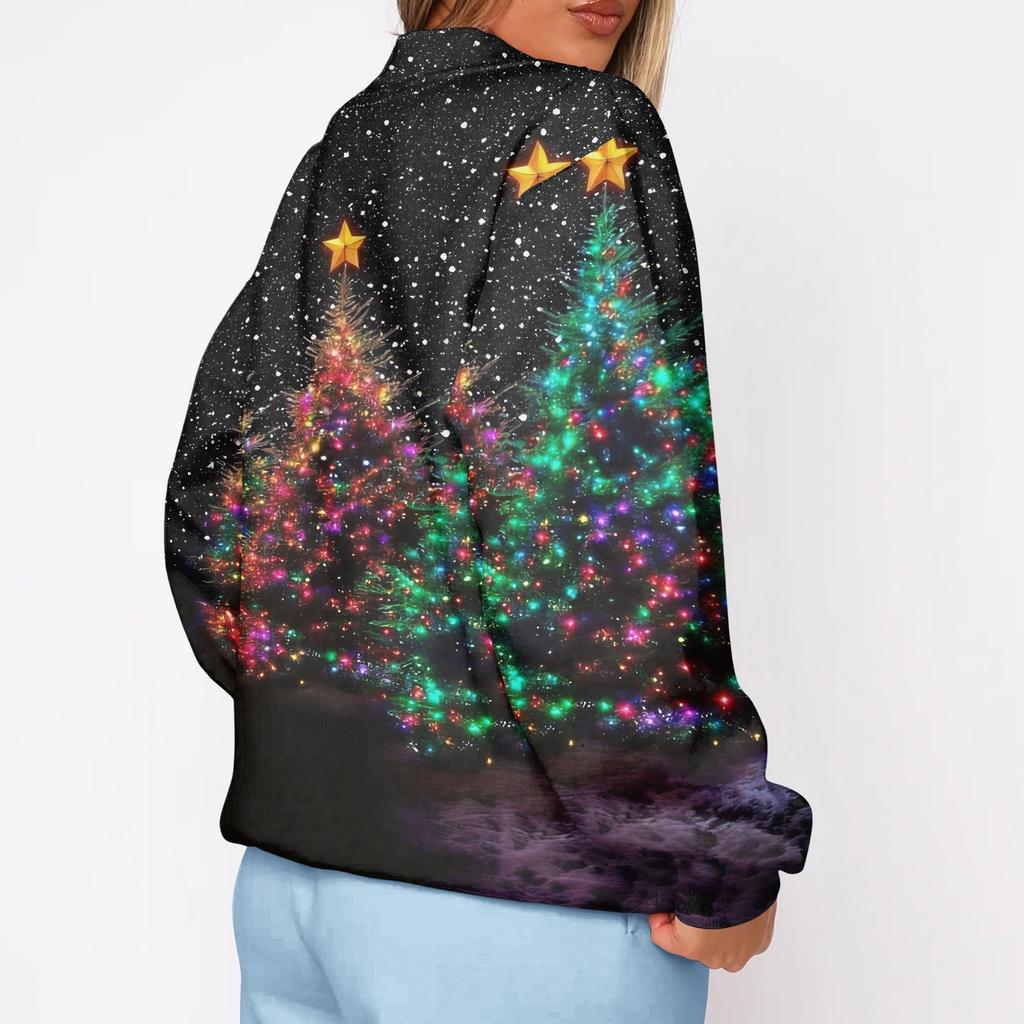 Women's Trendy Christmas Graphic Crewneck Sweatshirt Lightweight Casual Pullover Top for Holiday