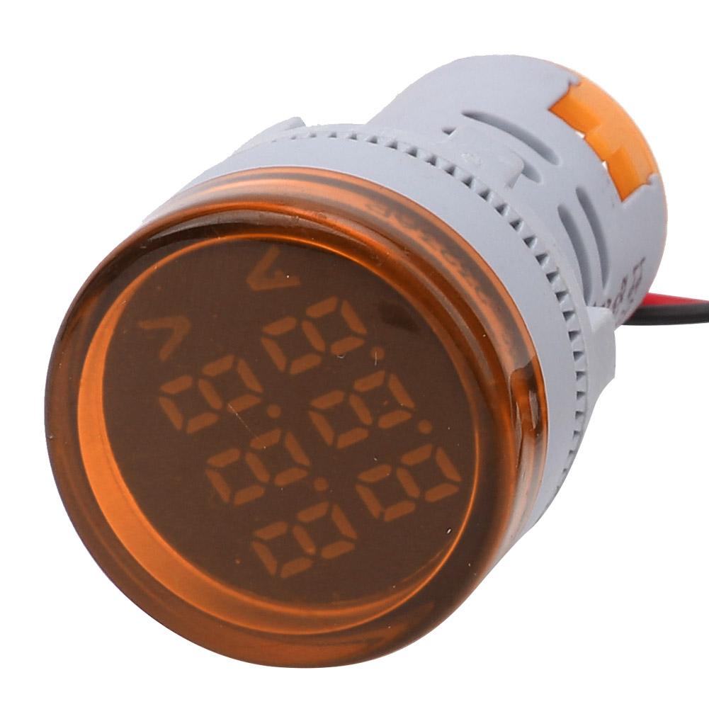 Round Digital Display AC Voltage Current 2 in 1 Integrated Signal Indication Light (Yellow)