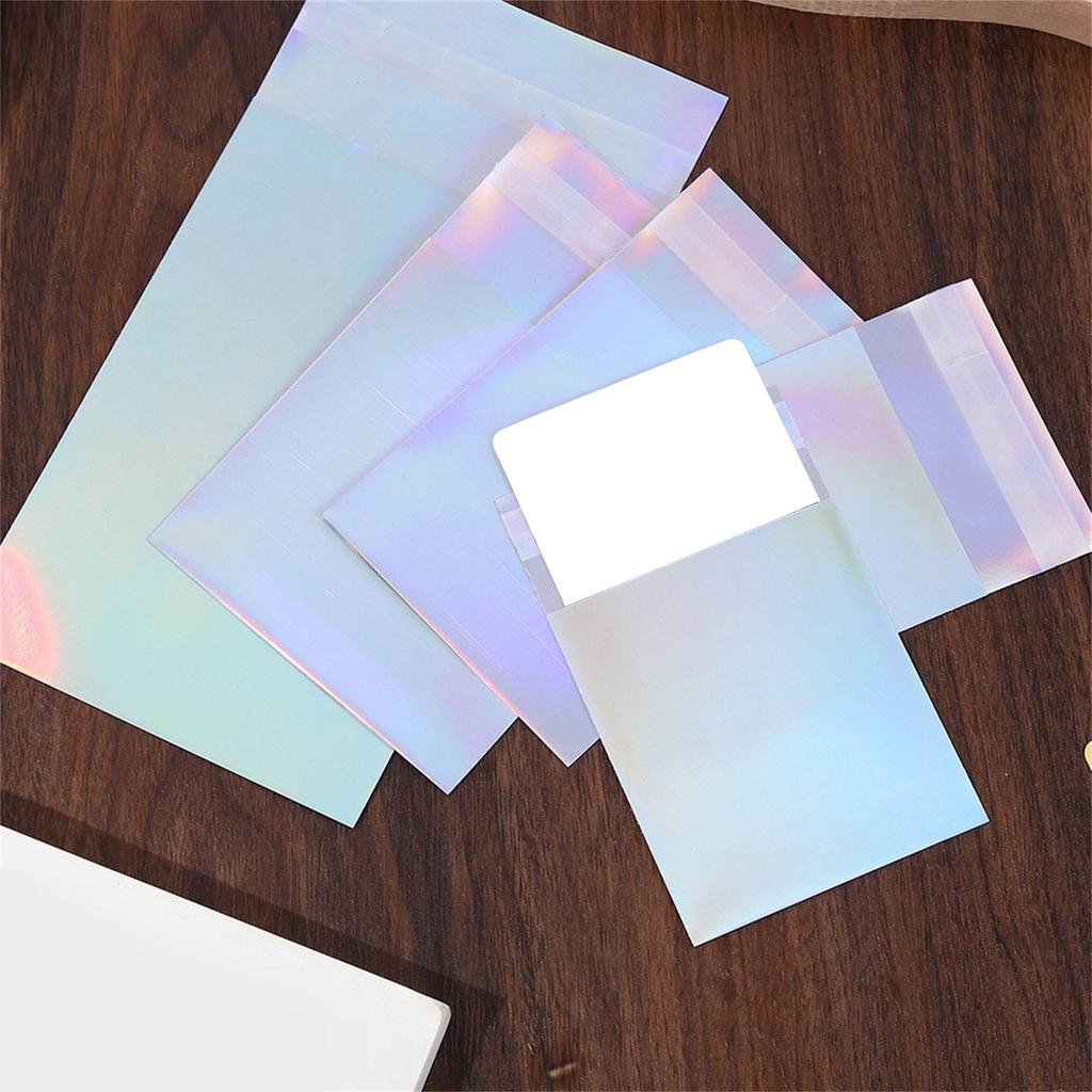 50Pieces Holographic Mailing Envelopes Rainbow Flat Foil Bags With Self Adhesive Seal For Courier And Gift Packaging