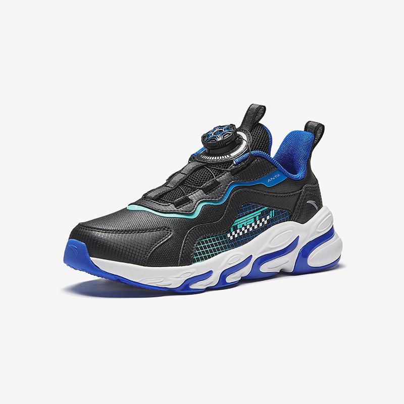 Anta Kids Synthetic Leather Fabric Trendy Lightweight Shock Absorbing Low Top Running Shoes Kids sneaker Black Blue Green A12435523N-2