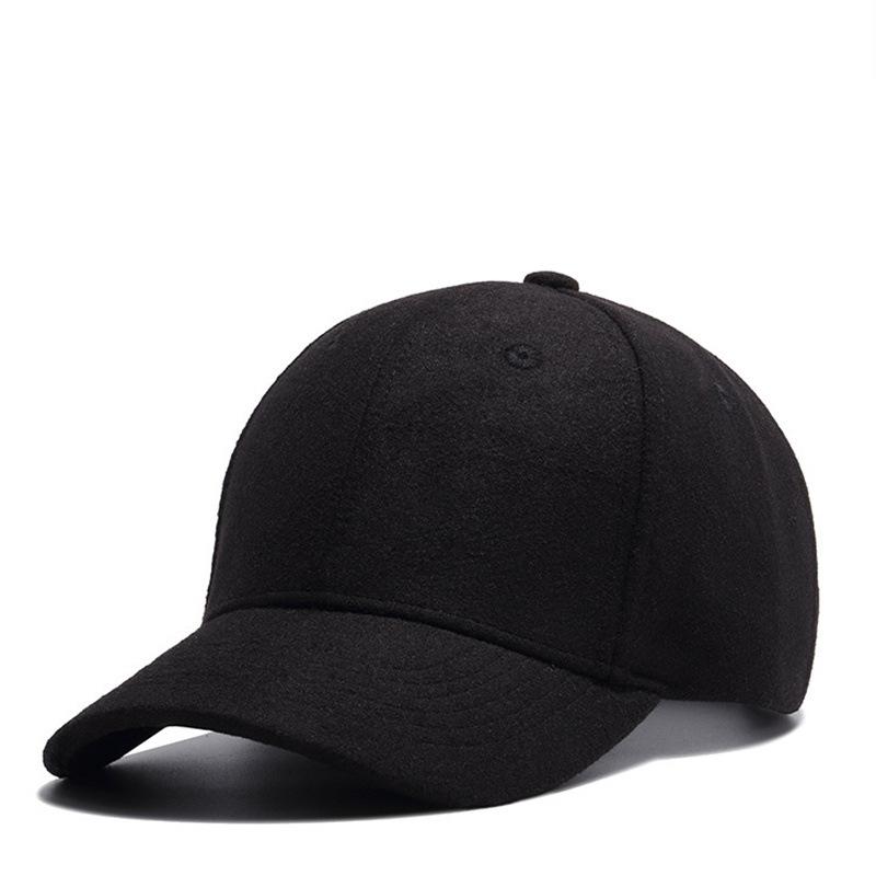 Autumn Winter Warm Wool Blend Baseball Cap, Thickened Fleece Lined, Unisex Cold Weather Casual Sports Hat чёрный