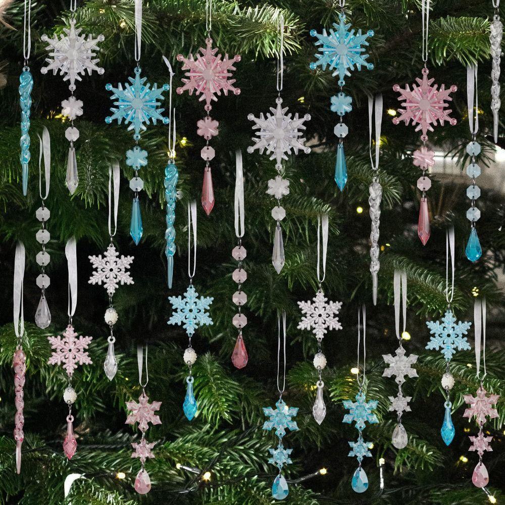Shatterproof Acrylic Snowflakes Clear Simulation Xmas Tree Ornaments  Party Decor