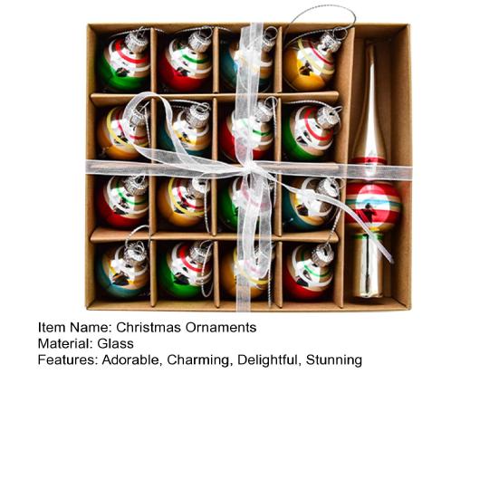 Christmas Mini Glass Ornaments Set Small Vintage Snowman Santa Tree Snowflake Candy Cane Ornaments