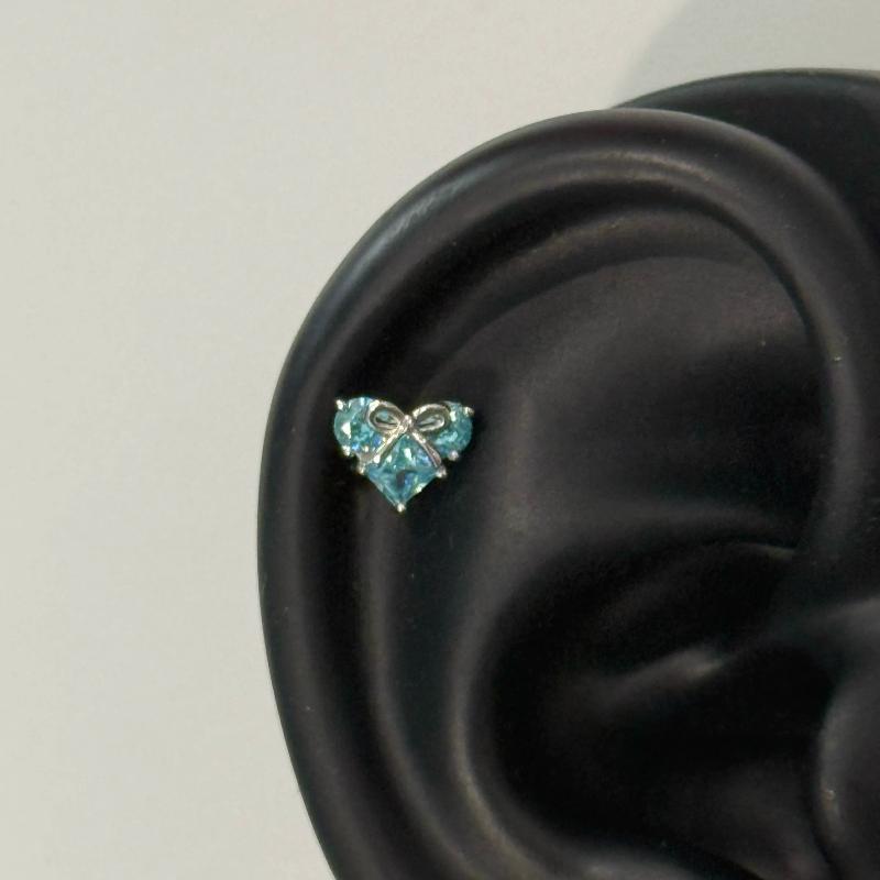 1 Pcs Pink Love Heart Wings Star Pendant Ear Bone Nail 316L Stainless Steel Piercing Earring Punk Jewelry Women Accessories