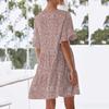 Women Summer Floral Midi Dress Casual V-Neck Ruffle Short Sleeve Flowy Dress Boho Beach