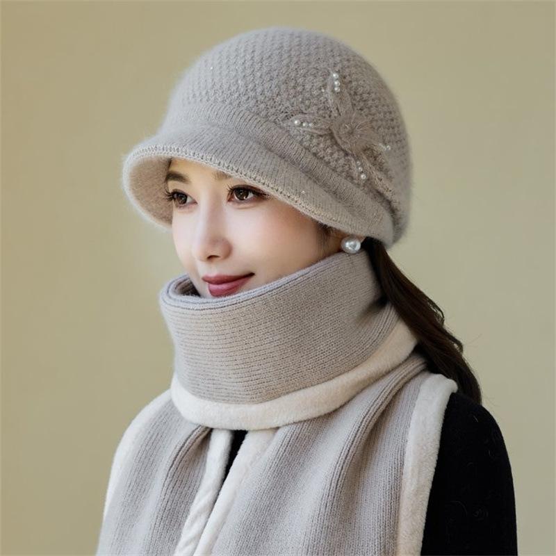 Middle-aged and Elderly Mother Hat Women's Velvet New Autumn and Winter Warm and Cold Old Lady Knitted Hat Wool Hat