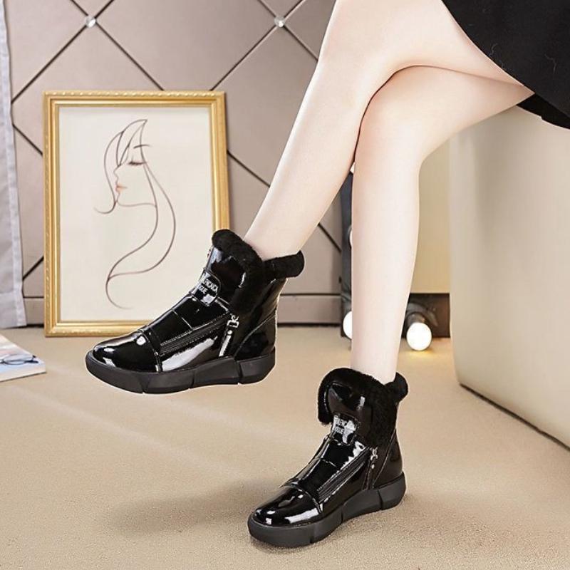 Fashion Zipper Round Toe Waterproof Platform Ankle Ladies Shoes Hot Goth Comfortable and Elegant Furry Women's Snow Boots on Promotion