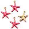 Stainless Steel Gold-Plated Fish & Starfish Enamel Pendant Jewelry Accessory