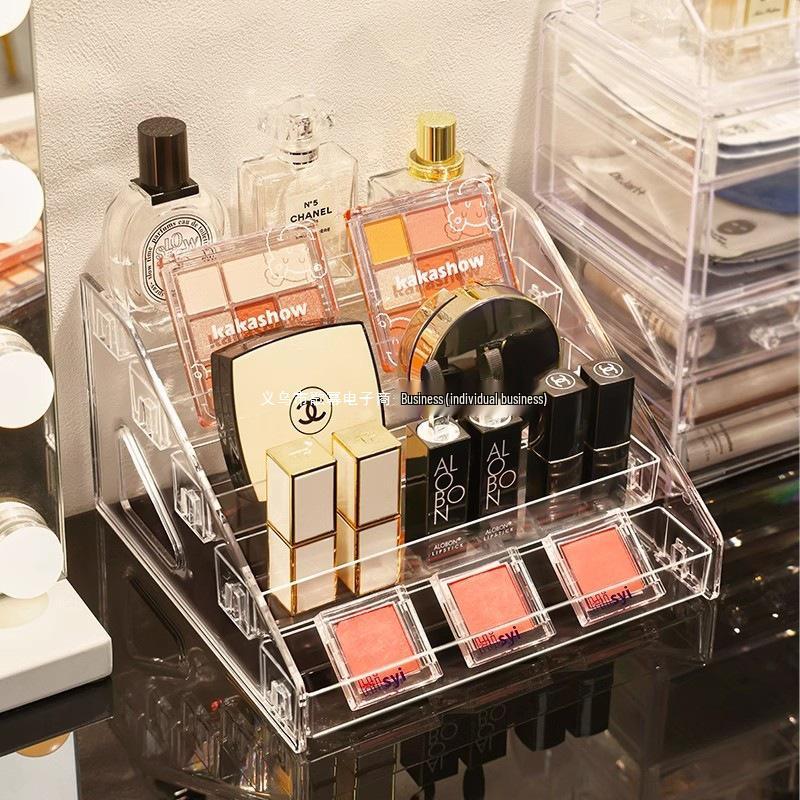 Tiered Transparent Acrylic Display Stand for Badges, Medicine, Figurines, Eyeshadow & Cosmetics